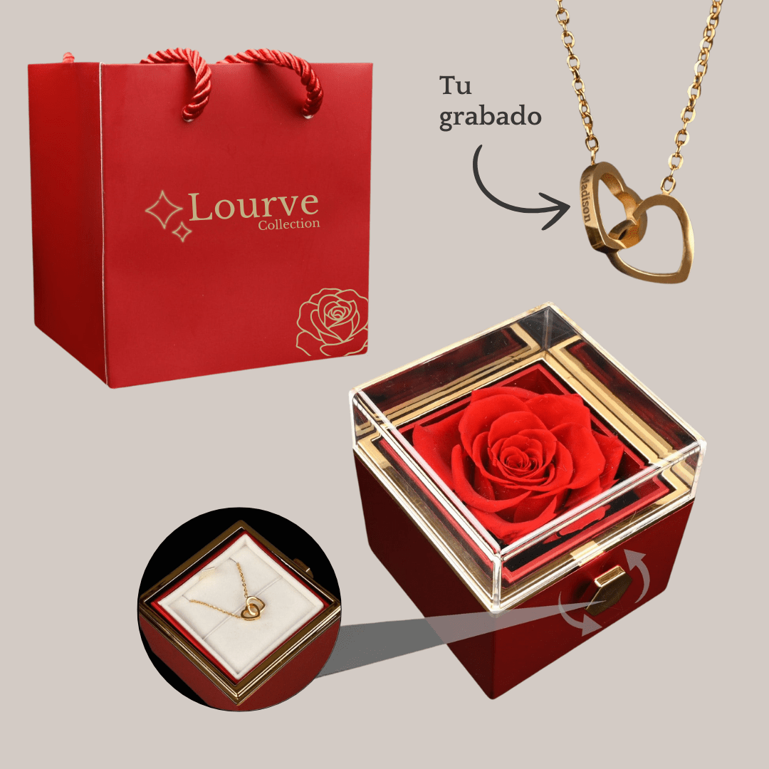 Rosa Eterna y Collar Personalizado - Lourve Collection - Lourve Collection - Rosa Eterna y Collar Personalizado